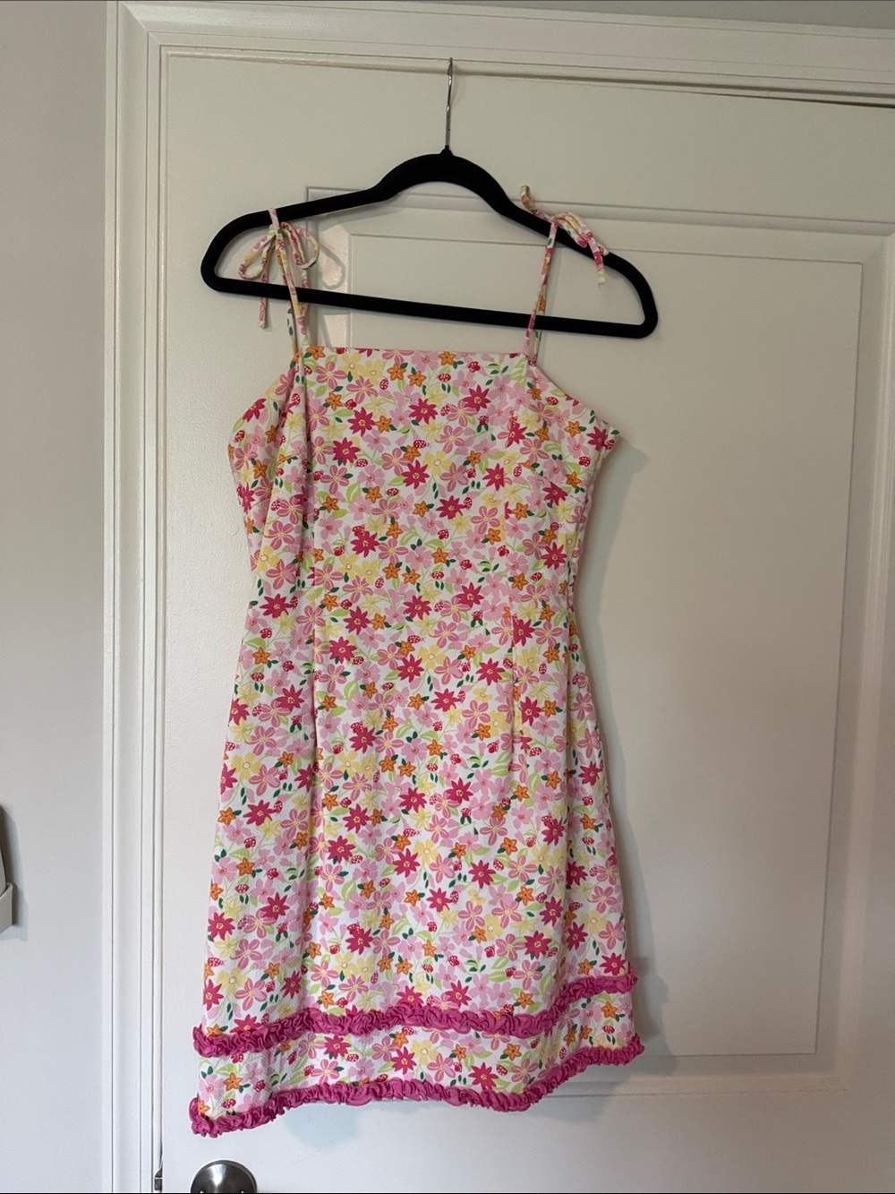 Lilly Pulitzer Pink Floral Tie-Shoulder Mini Dress